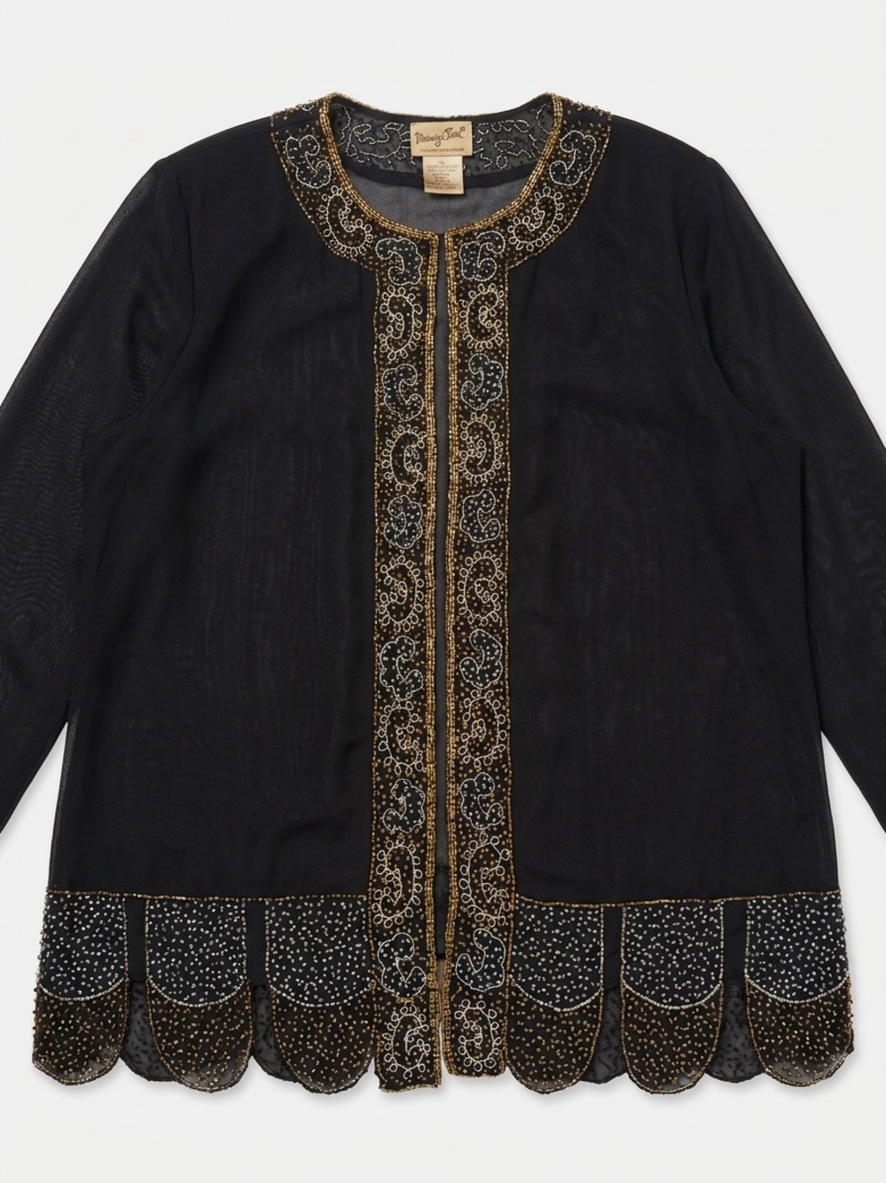 Midnight Velvet Vintage Black and Gold Embellished Neckline and bottom jacket